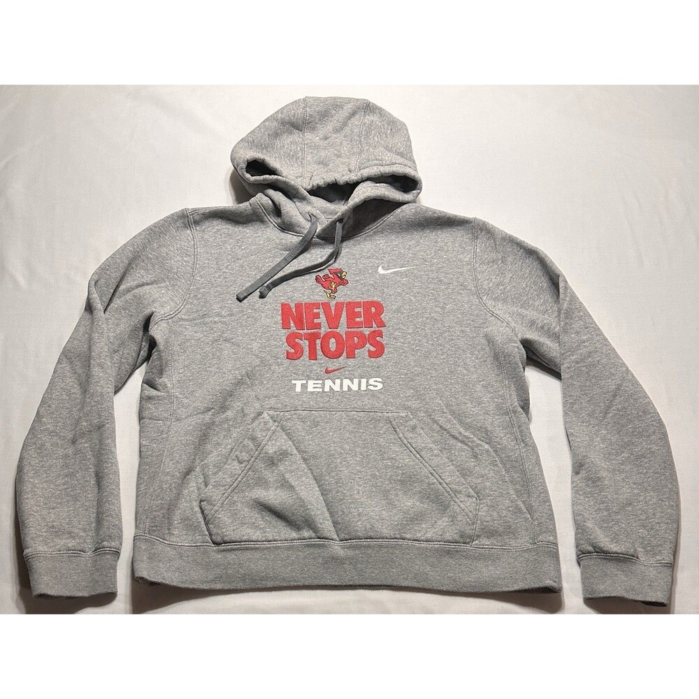 Louisville Cardinals Tennis Nike Hoodie Sweatshirt BSU Womens Medium Gray